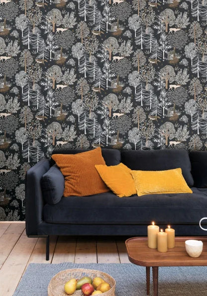 Ballad Deer Wallpaper - Noir Et Blanc - Discontinuing
