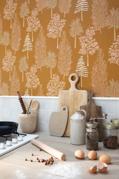 The Tree House Wallpaper - Ochre