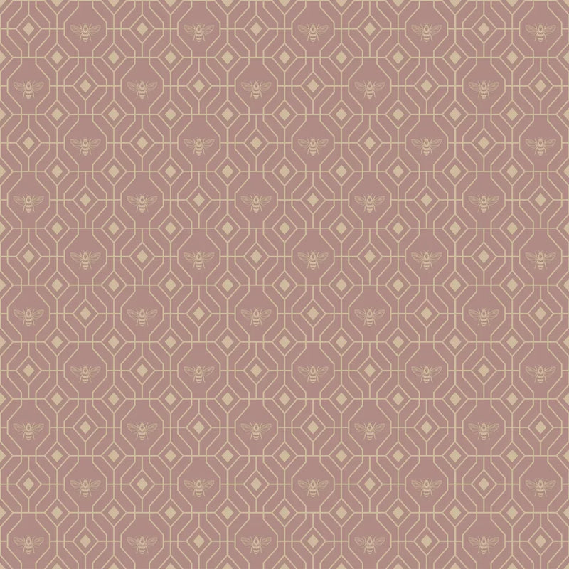 Sample - Art Deco Bee Wallpaper - Blush