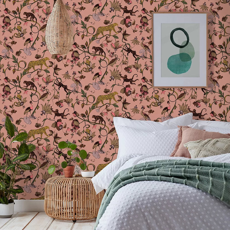 Exotic Wildlings Wallpaper - Pink