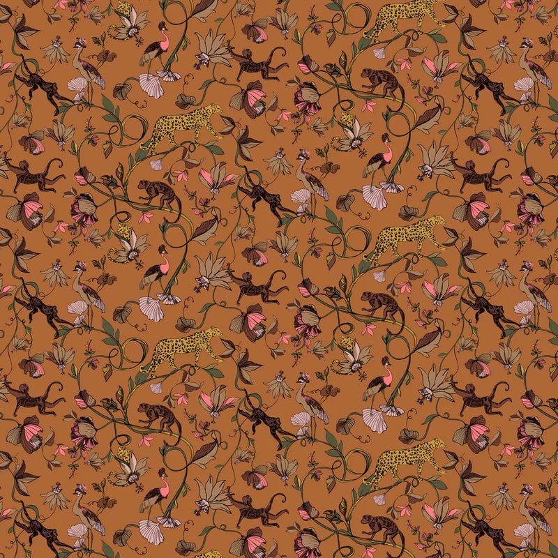 Sample - Exotic Wildlings Wallpaper - Warm Sienna