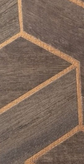 Wood Veneer Geometric Wallpaper - Brown + Gold