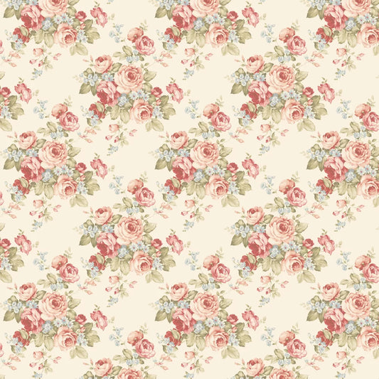 Rose Bouquet Wallpaper - Cream