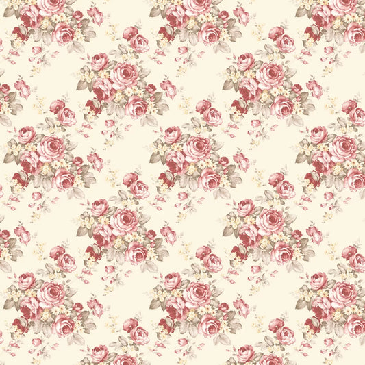 Rose Bouquet Wallpaper - Ivory