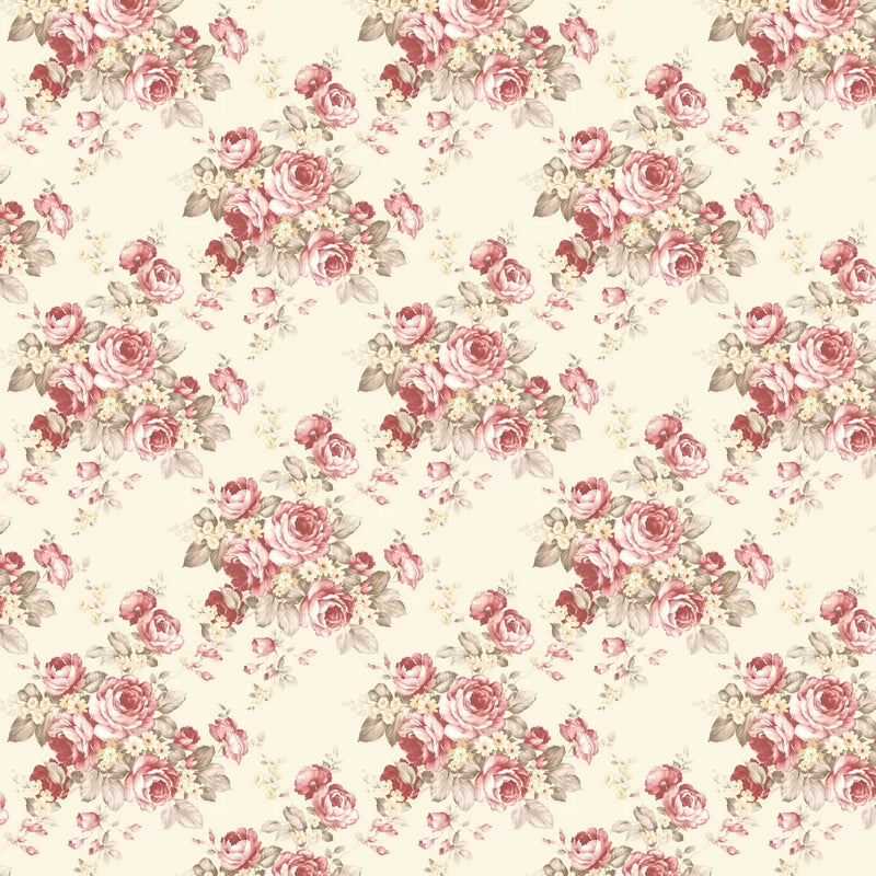 Rose Bouquet Wallpaper - Ivory