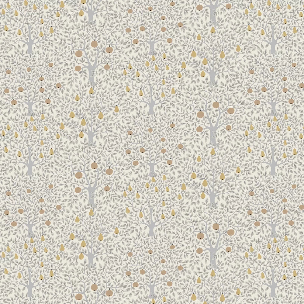 Pomona Pear Wallpaper - White/Grey/Gold