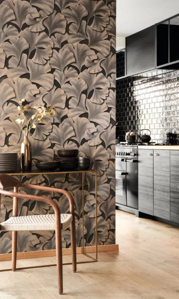 Biloba Ginkgo Wallpaper - Black