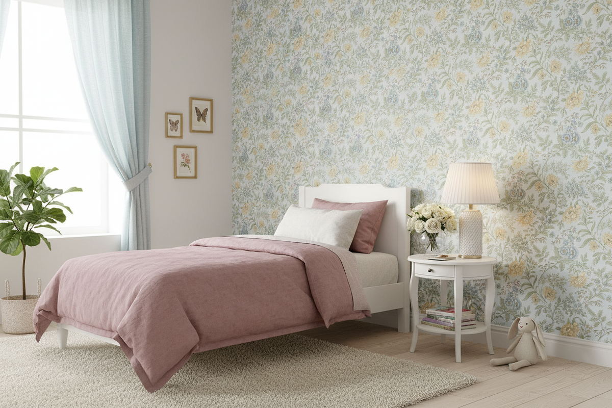 Garden Muse Wallpaper - Sky Blue