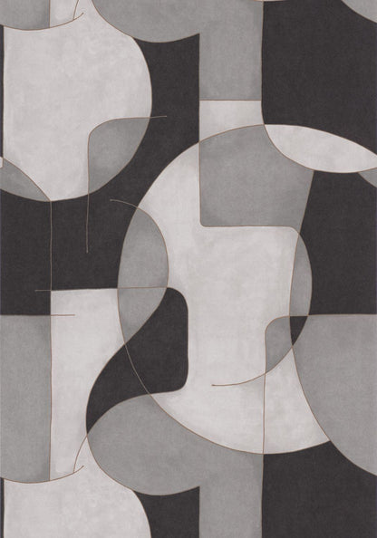 Op'art Geometric Wallpaper - Grey/Black