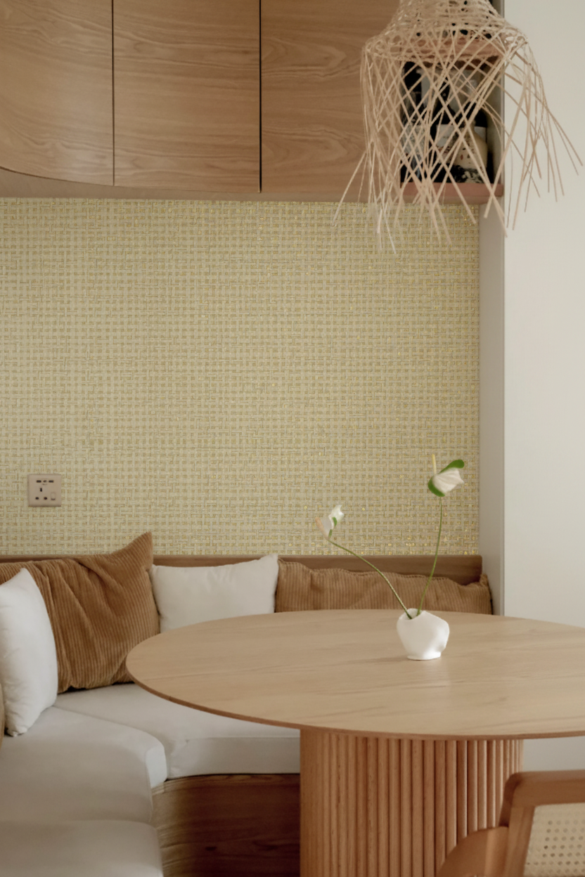 Burlap Safari Grasscloth Wallpaper - Sand (On Gold)