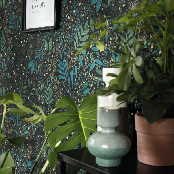Joy Wallpaper - Dark Green/Blue