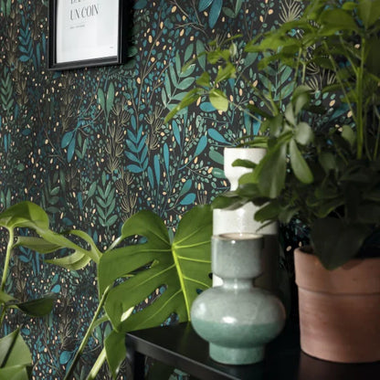 Joy Wallpaper - Dark Green/Blue