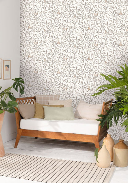 Green Life Sweet Butterfly Wallpaper - Taupe Gold - Discontinuing