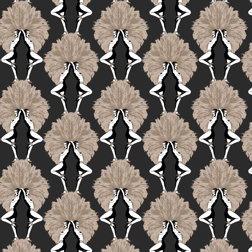 Showgirls Wallpaper - Black Metallic (Plain Black Background)