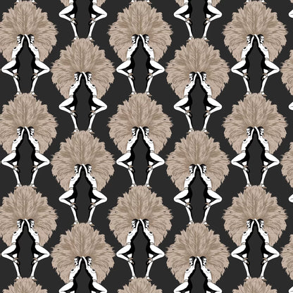 Showgirls Wallpaper - Black Metallic (Plain Black Background)
