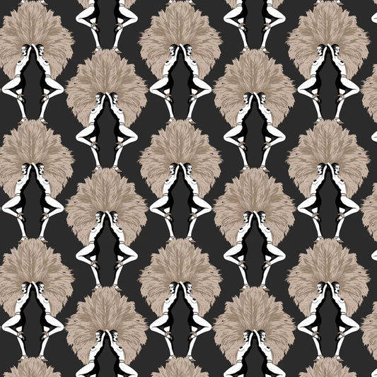 Showgirls Wallpaper - Black Metallic (Plain Black Background)