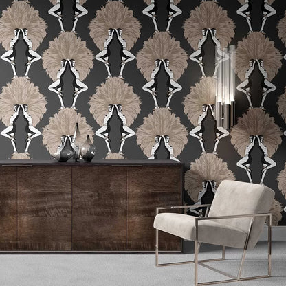 Showgirls Wallpaper - Black Metallic (Plain Black Background)