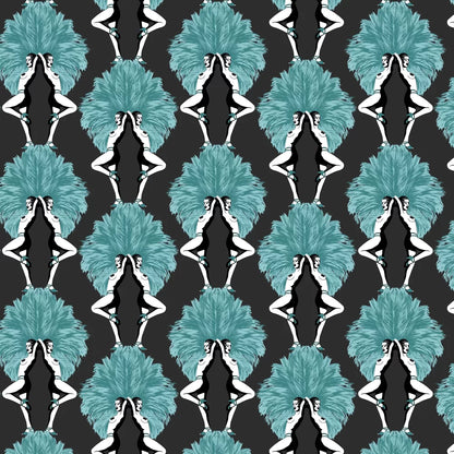 Showgirls Wallpaper - Teal/Black (Plain Black Background)
