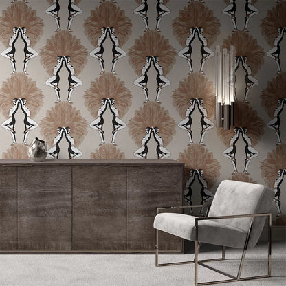 Showgirls Wallpaper - Cream Metallic (Tiny Spot)