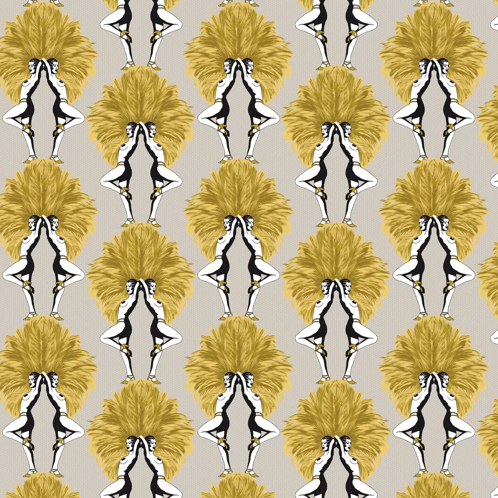 Showgirls Wallpaper - Mustard/Taupe (Tiny Spots)