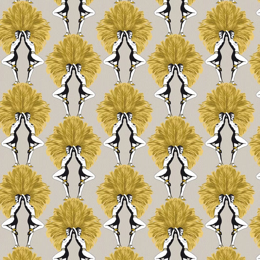 Showgirls Wallpaper - Mustard/Taupe (Tiny Spots)