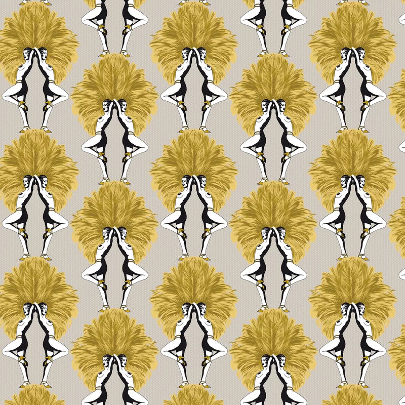 Showgirls Wallpaper - Mustard/Taupe (Tiny Spots)