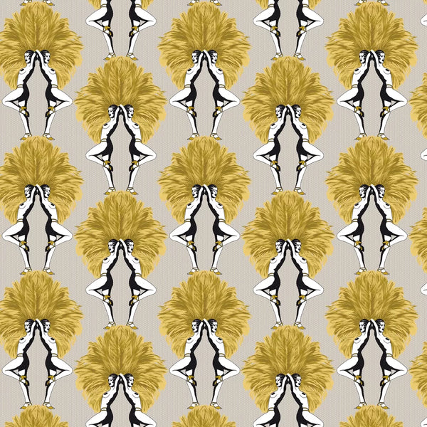 Sample - Showgirls Wallpaper - Mustard/Taupe (Tiny Spots)