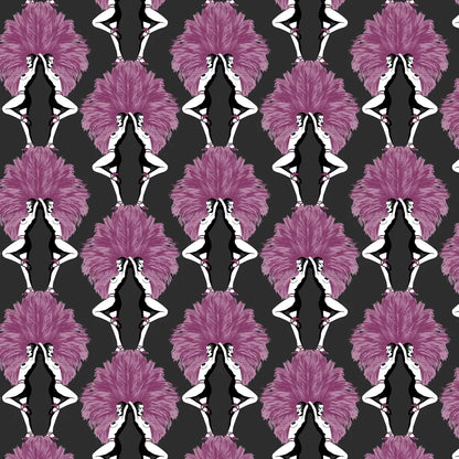 Showgirls Wallpaper - Pink Metallic/Black (Plain Black Background)