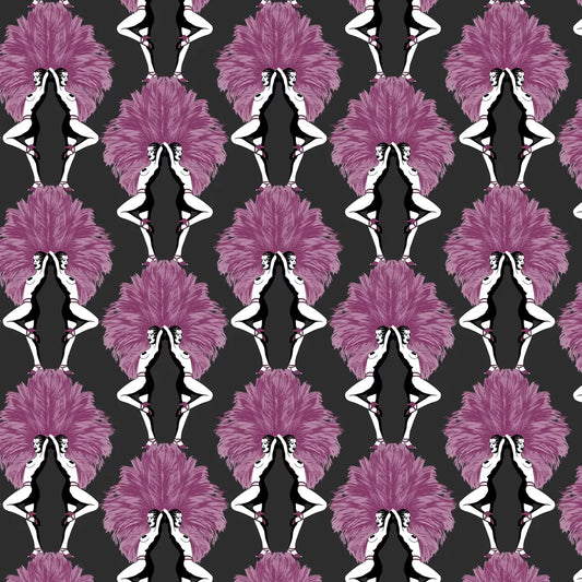 Showgirls Wallpaper - Pink Metallic/Black (Plain Black Background)