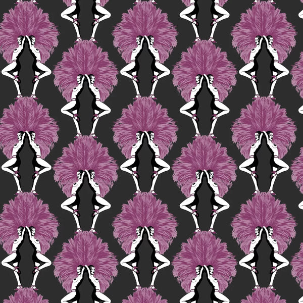 Sample - Showgirls Wallpaper - Pink Metallic/Black (Plain Black Background)