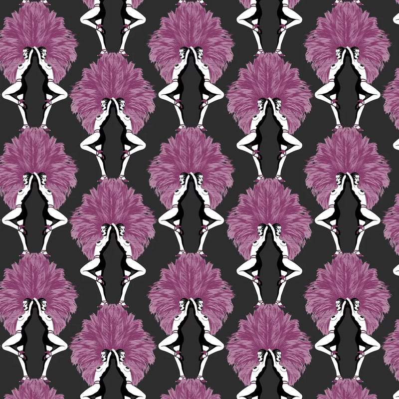 Sample - Showgirls Wallpaper - Pink Metallic/Black (Plain Background)