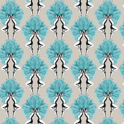 Showgirls Wallpaper - Teal (Tiny Spots)
