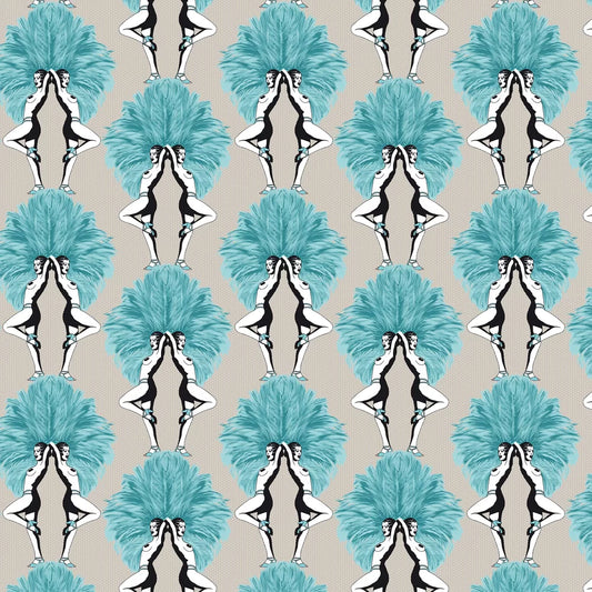 Showgirls Wallpaper - Teal (Tiny Spots)