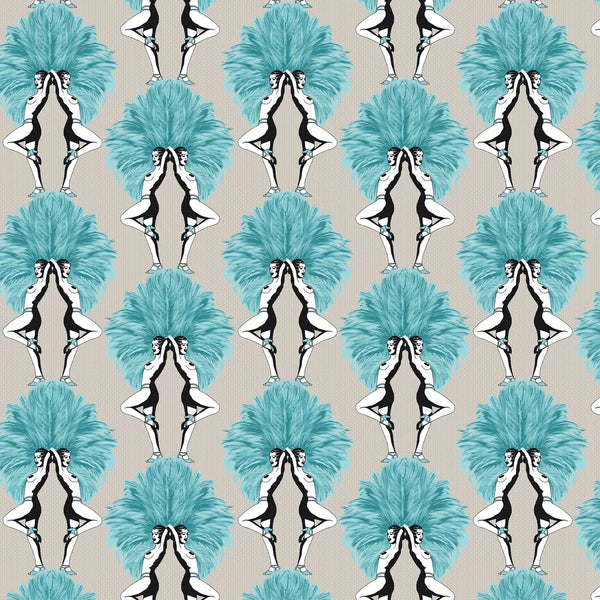 Sample - Showgirls Wallpaper - Teal (Tiny Spots)