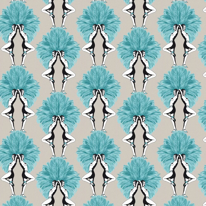 Sample - Showgirls Wallpaper - Teal (Tiny Spots)