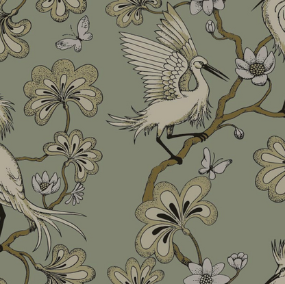 Egrets Florence Broadhurst Wallpaper - Mist