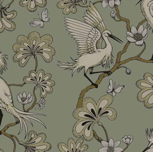 Egrets Florence Broadhurst Wallpaper - Mist