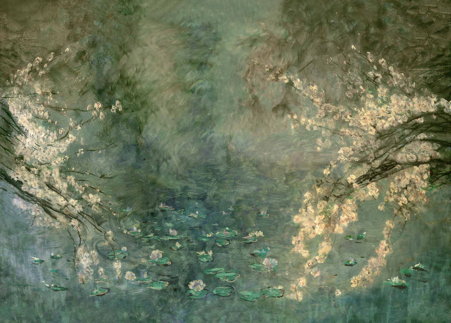 Heroidas Floral Oil Painting mural sample - Green Yellow