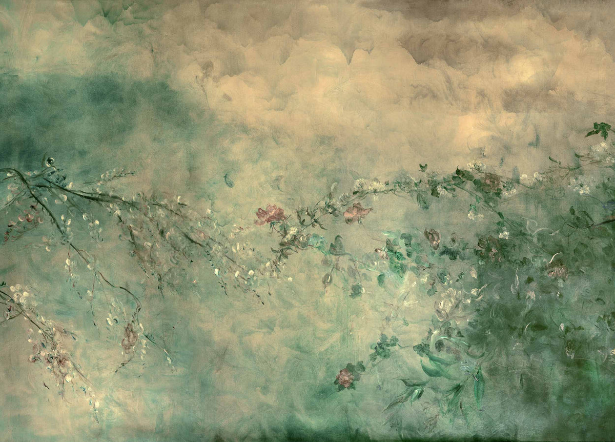 Sample – Heroidas Floral Oil Painting - Everflame - Custom Sized Wallpaper Mural (per m2)