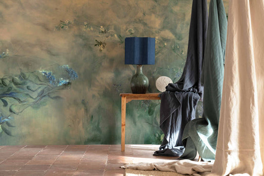 Heroidas Floral Oil Painting - Green - Custom Sized Wallpaper Mural (per m2)