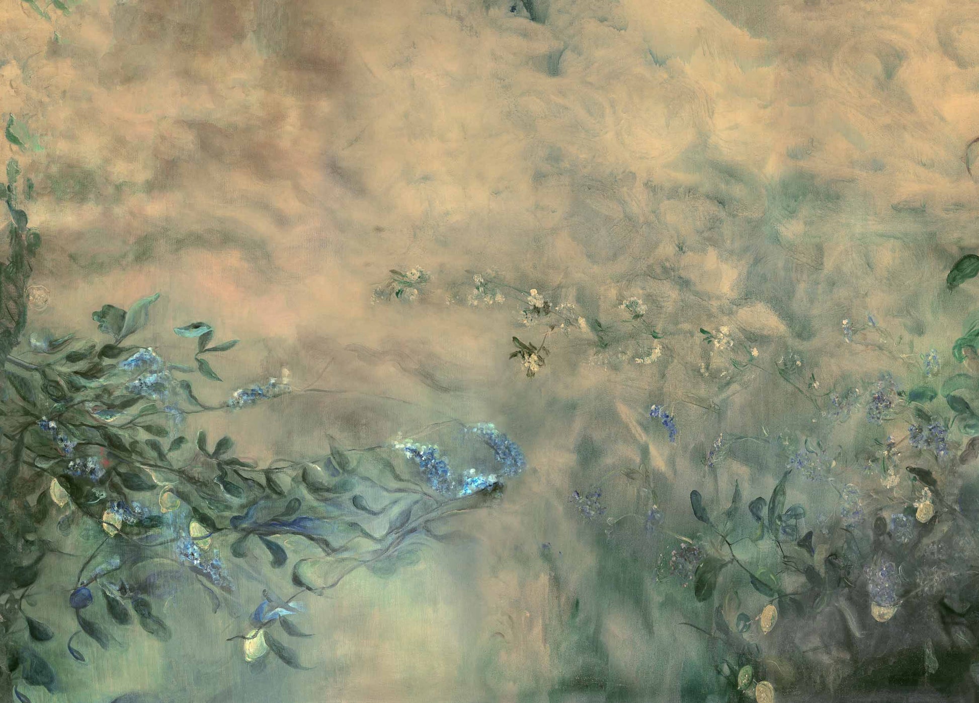 Heroidas Floral Oil Painting mural sample - Green