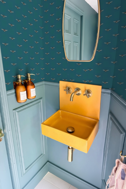 Hewson Bee Wallpaper Blue Aqua Full Walls