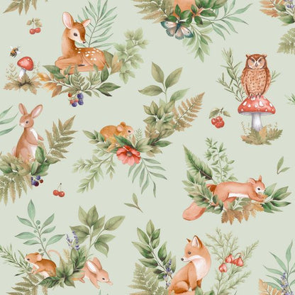 Forest Friends Wallpaper - Sage