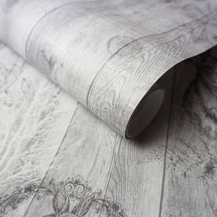 Stag Wood Panel Wallpaper - Grey
