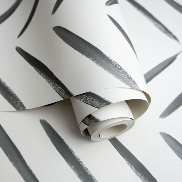 Chevron Brush Marks Wallpaper - Black/white