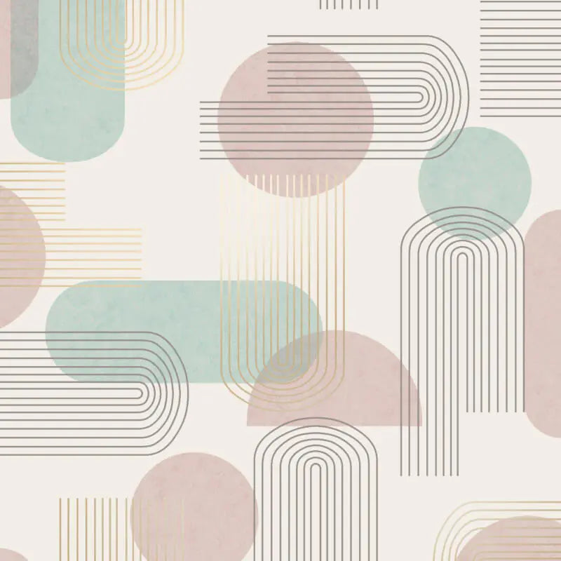 Arch Geo - Art Deco Geometric Wallpaper - Duckegg/pink
