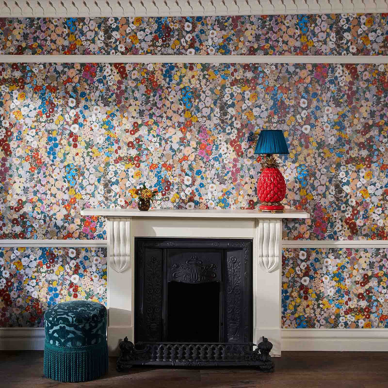 Hollyhocks Hybrid Wallpaper Mural - House of Hackney