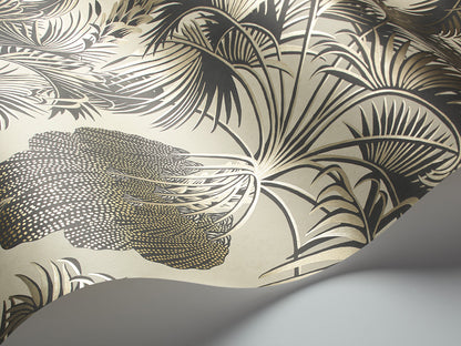 Hollywood Palm Wallpaper by Cole & Son - Silver/Charcoal