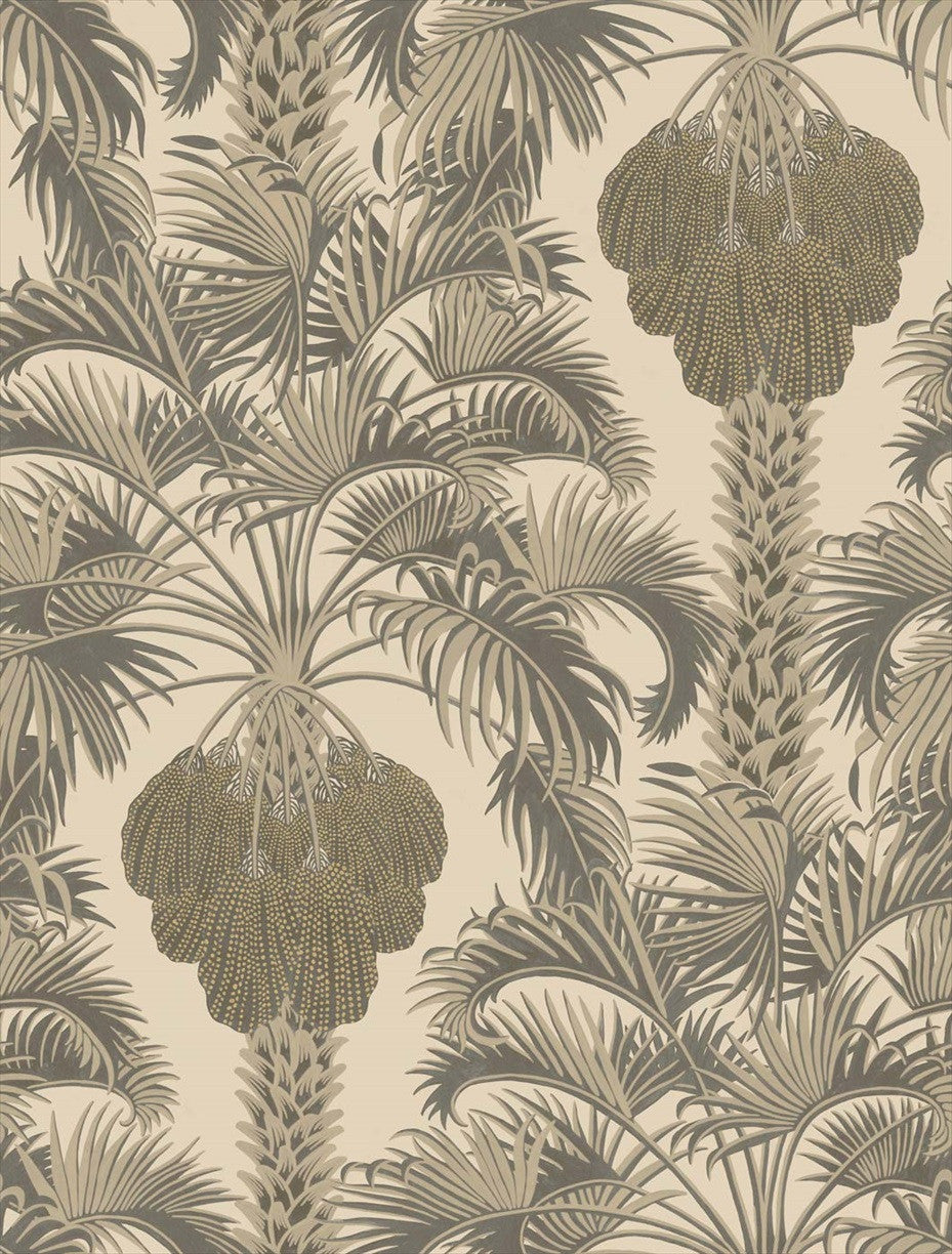Hollywood Palm Wallpaper by Cole & Son - Silver/Charcoal