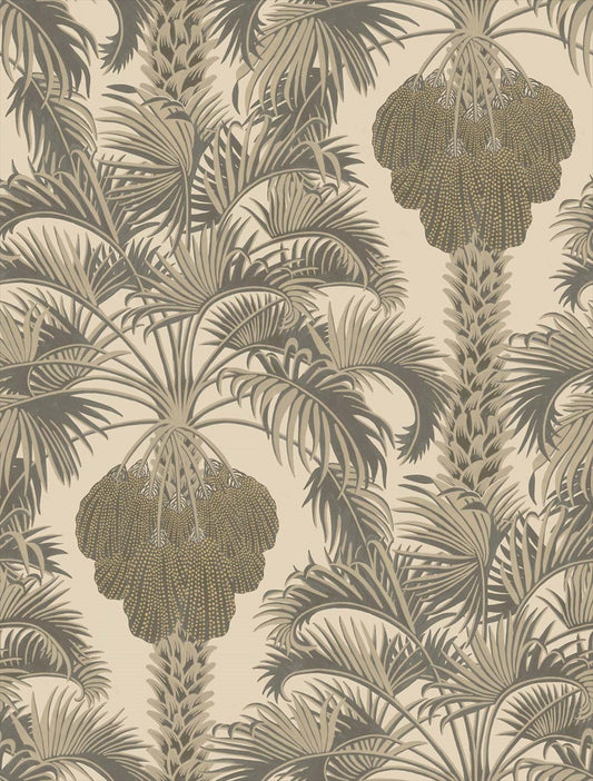 Hollywood Palm Wallpaper by Cole & Son - Silver/Charcoal